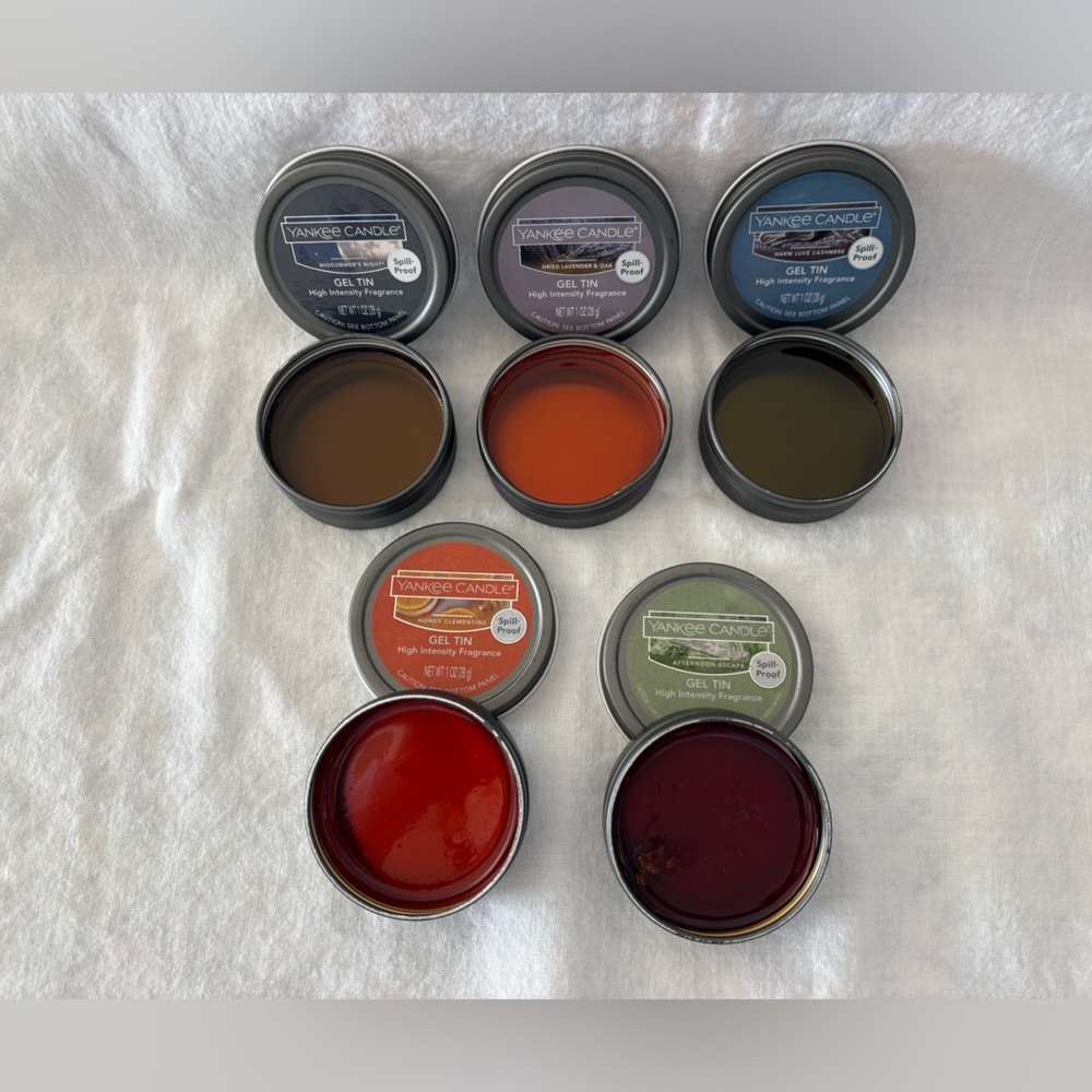 Yankee Candle Gel Tins Lot Of 5 With Wire Floral Holder McIntosh Lavender New* - Picture 3 of 5